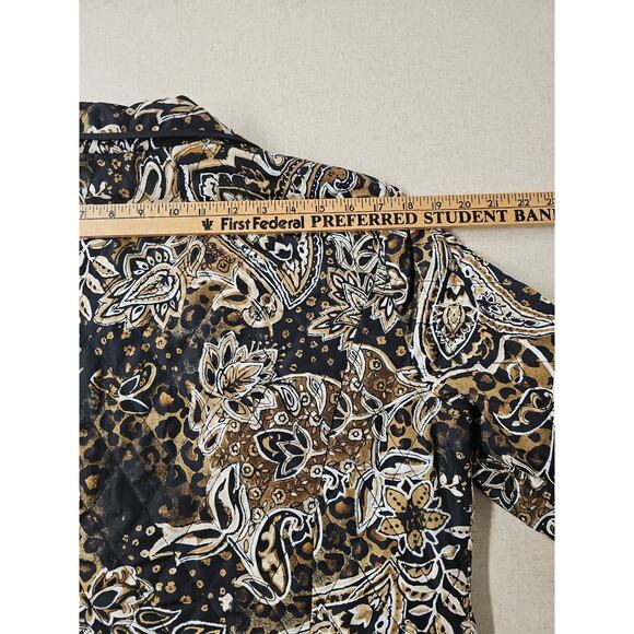 Requirements Woman Large quilted animal print floral black zip up blazer jacket - Picture 9 of 9